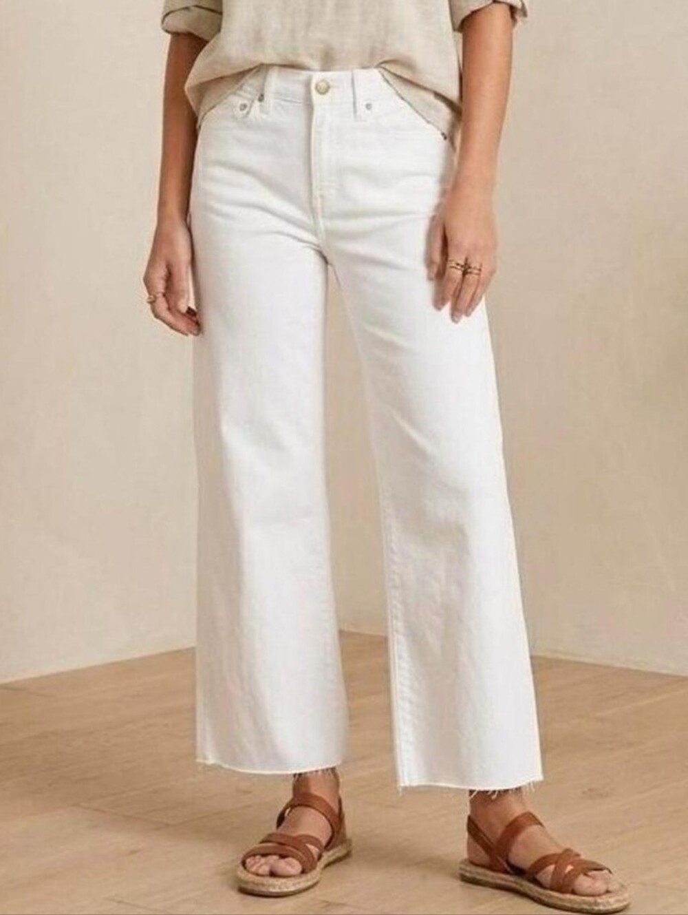 J. Crew '96 Slim Wide-Leg Jeans in White Denim